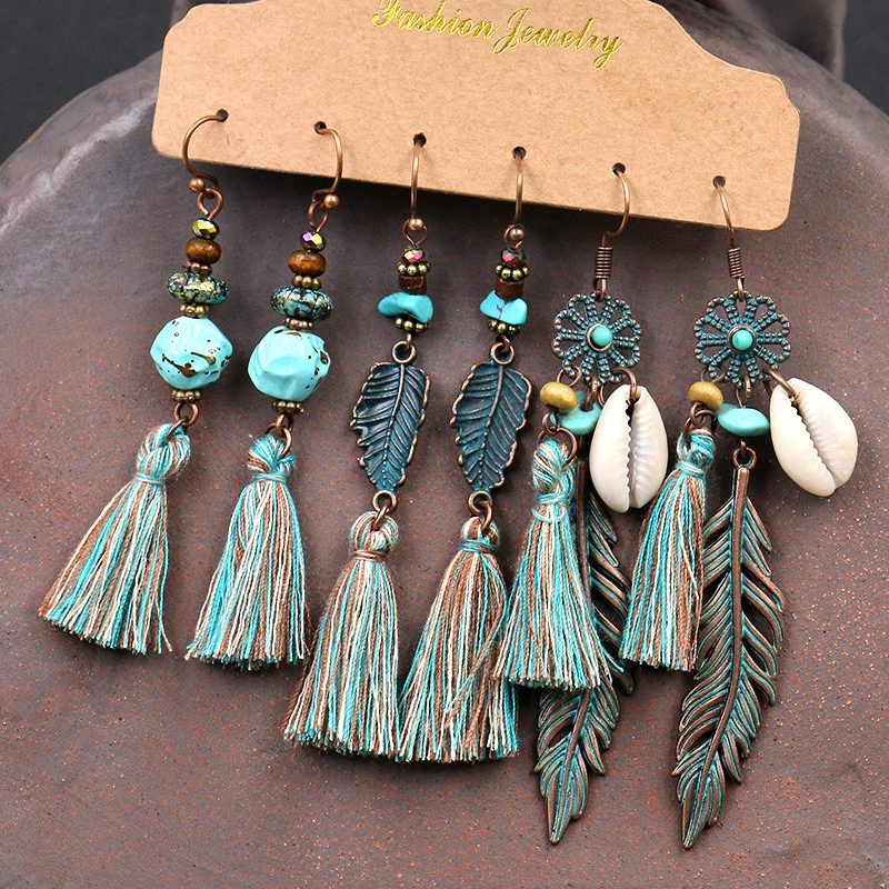 Аксессуар handmade, серьги, ретро металлический набор с кисточками, Aliexpress, Amazon, набор из 3 штук, оптовая закупка
