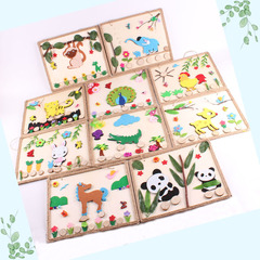 Children's DIY Animal Series Natural Wood and Branch Material Kindergarten Handicraft Art Creation Puzzle Material Pack
