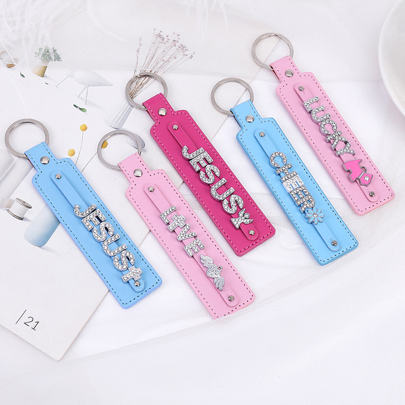 Cross-Border Church Gift Cross Leather Keychain, Leather Cross Missionary Pendant Gift