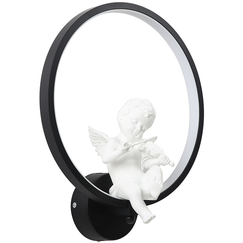 Anillo LED lámpara de pared Ángel dormitorio lámpara moderna decoración interior escalera iluminación lámpara europea y americana lámpara de pared regulable