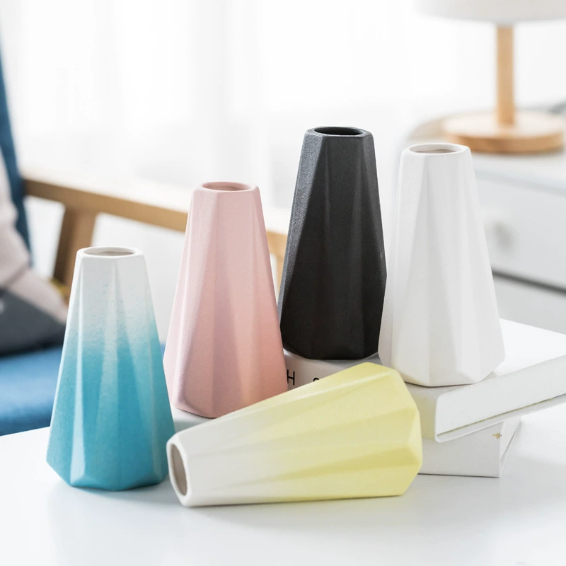 Керамогранит Алмазный Оригами Керамическая Ваза Широкий Рот Моранди Простая Современная Гостиная Телевизор Шкаф Украшение Дома Черный Синий