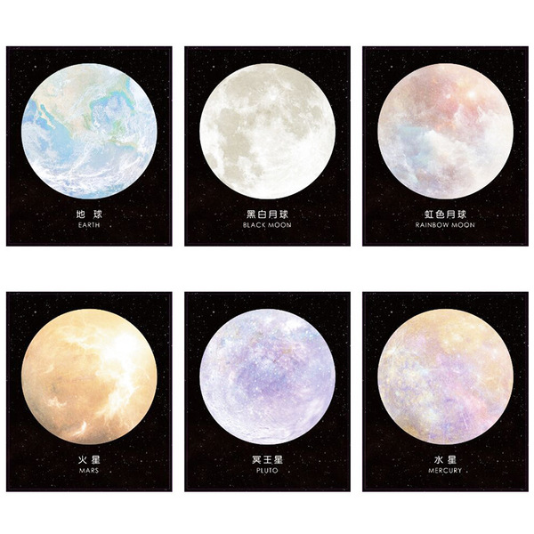 Creative science fiction planet convenience sticker round -shaped…