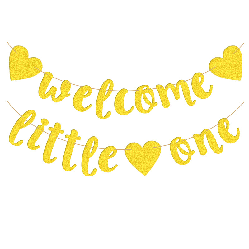Fiesta de cumpleaños bebé estrella de cinco puntas amor corazón brillo guirnalda de papel bienvenido pequeño uno