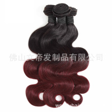 欧美热销人发真发1b/99j双色渐变色真人发发帘hair发假发厂家批发