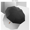 Ray Horse 10 Bone Dual -layer Automatic Umbrella Simple Men's Business Trimary Folding Umbrella Real Wood Handle Gift Gift Umbrella