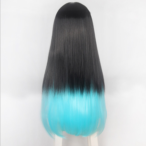 Mu Fei Kimetsu no Yaiba Tokitoru Muichiro cos wig black gradient cosplay wig double layer straight hair