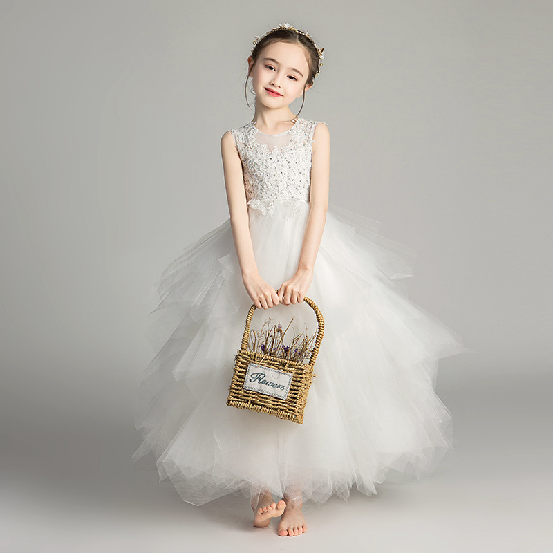 Children's Dress Girls' Princess Dress Poncho Florist's Birthday Wedding Dress Host Piano Performance Dress catwalk