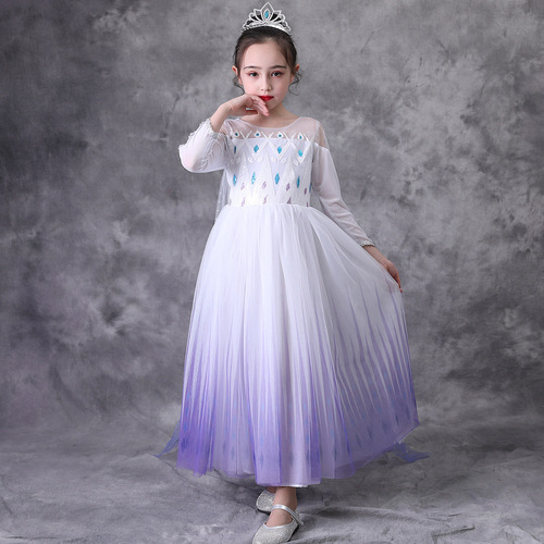 Elsa Princess Dress, Inspired by Frozen 2, Elsa Dress, White Long-Sleeve Dress for Princess