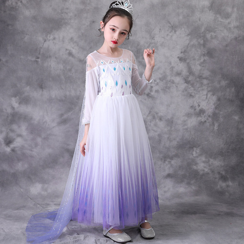 Elsa Princess Dress, Inspired by Frozen 2, Elsa Dress, White Long-Sleeve Dress for Princess