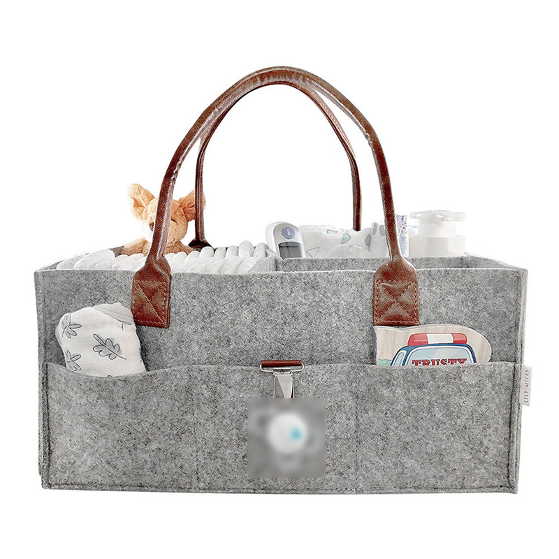 Cross-border Special Maternal and Infant Products Leather Portable Felt Diaper Storage Bag Folding Felt Diaper Storage Bag