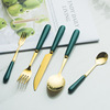 Scandinavian coffee ceramics stainless steel, green fruit fork