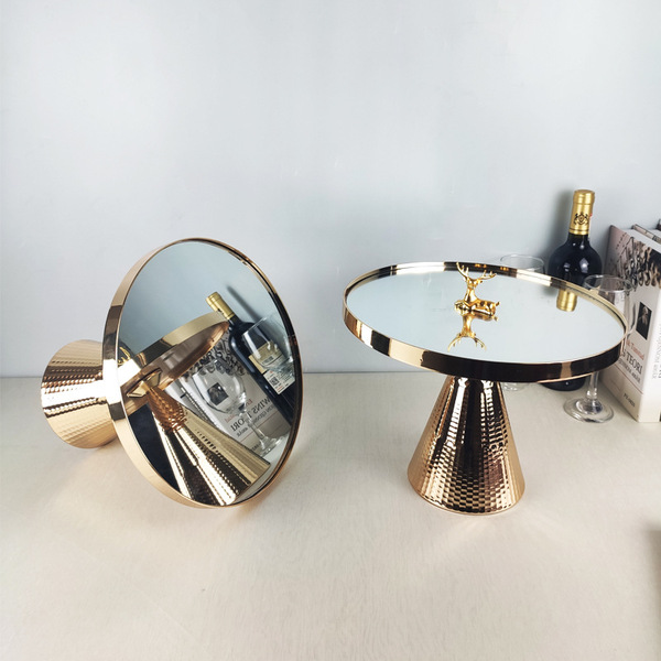 European -style golden cake shelf glass mirror tray wedding party…