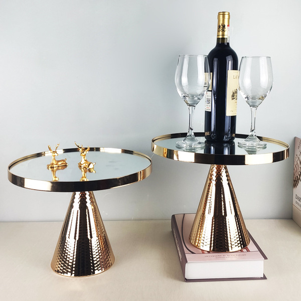 European -style golden cake shelf glass mirror tray wedding party…