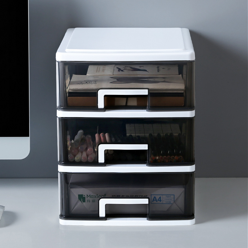 Household Transparent Desktop Storage Box Multi-layer Simple Plastic a4 Paper Drawer Type Storage Cabinet Office Document Storage Box