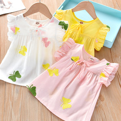 Children's Summer T-shirt with Cotton for Young Kids, 2024 New Arrival Korean Style Charming Embroidered Top, Cool Doll Shirt