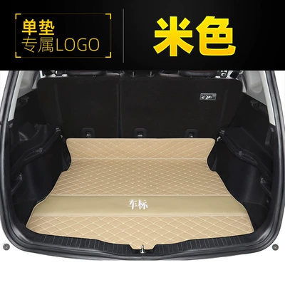 Trunk Mat – Fully enclosed trunk mat for - butterfly-pattern-with-car-logo-trunk-single-piece-beige-leather-version