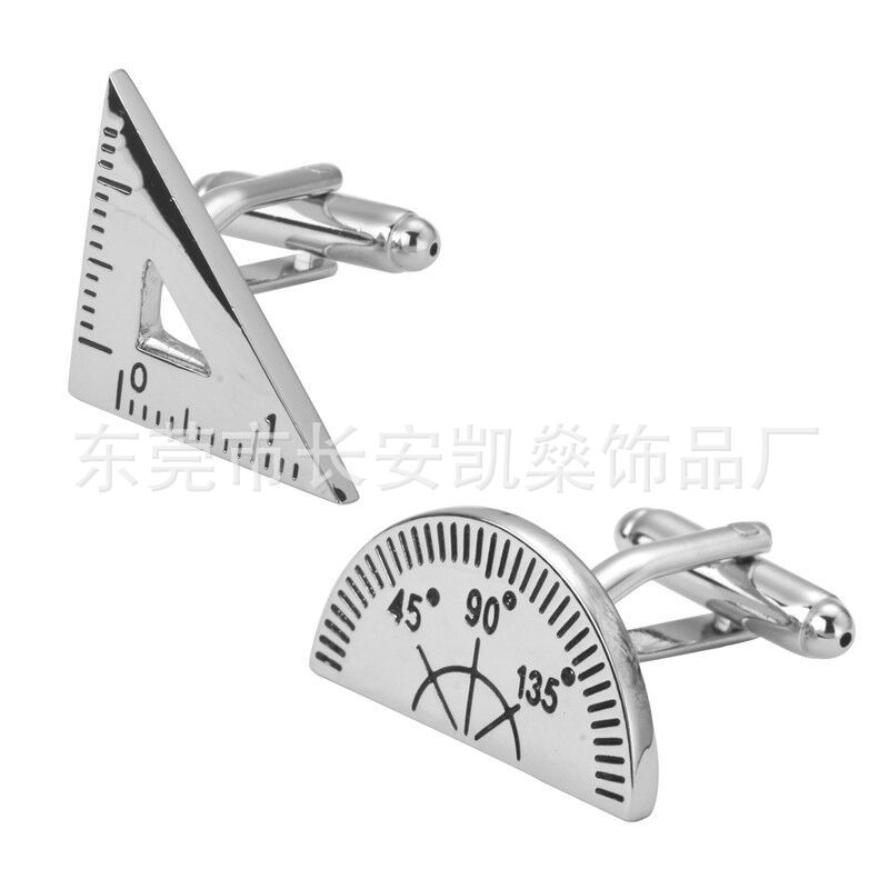 Factory Direct Sales Boutique French Cuff Cuff Nail Men's Shirt Math Tool Protractor Triangle Plate Shape Cufflinks