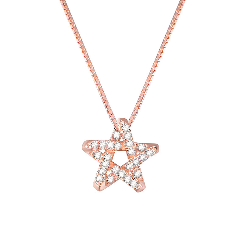 S925 plata esterlina estrella de mar de cinco puntas collar de la estrella temperamento simple de las mujeres ins personalidad de moda Red roja clavícula cadena colgante