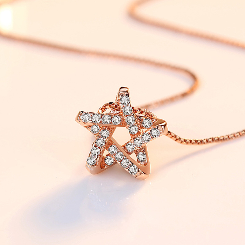 S925 plata esterlina estrella de mar de cinco puntas collar de la estrella temperamento simple de las mujeres ins personalidad de moda Red roja clavícula cadena colgante