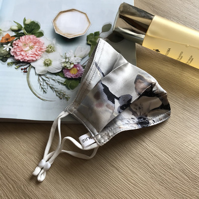 重磅真丝素绉缎口罩 真丝双层口罩 透气 桑蚕丝印花口罩防晒