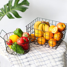 日式铁艺收纳篮厨房水果蔬菜铁线编织鸡蛋篮零食桌面整理置物筐
