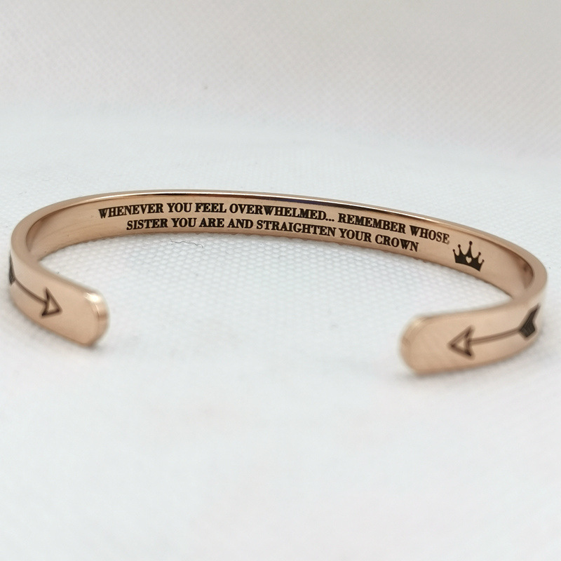 Stainless steel bracelet inspirational gratitude lettering titanium steel bracelet bracelet cross-border Christmas gift lettering European and American bracelet