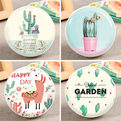 Tinplate zipper portable coin purse round earphone cord storage bag fresh cartoon coin key storage box 35