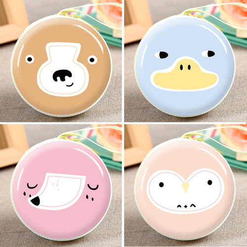 Tinplate zipper portable coin purse round earphone cord storage bag fresh cartoon coin key storage box 35