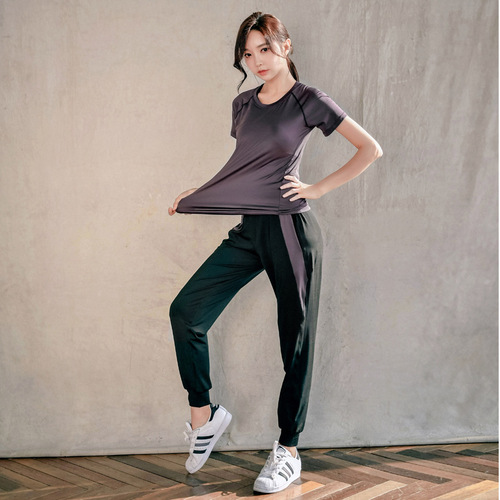 Fitness sports set women's summer short sleeve two-piece professional running clothes quick-drying stylish breathable yoga wear