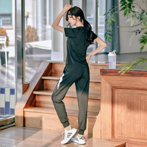 Fitness sports set women's summer short sleeve two-piece professional running clothes quick-drying stylish breathable yoga wear