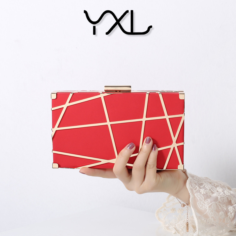 Cruz-frontera creativa PU malla hueca pequeña bolsa cuadrada bolsa de banquete Bolsa De noche Socialite vestido de fiesta embrague bolsa de boda