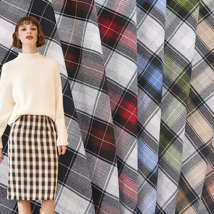 TR色织弹力格子布 现货春夏女装连衣裙西装面料新品 时装衬衫布料