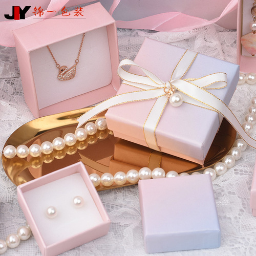 Factory direct sales new INS style pink blue gradient jewelry box high-end packaging box gift box can be printed with logo