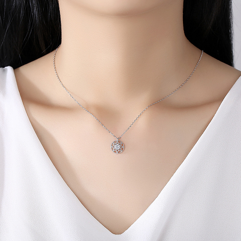 Internet celebridad plata esterlina s925 Singapur Pequeño Libro Rojo neto collar rojo de las mujeres simple elegante brújula estilo coreano cadena clavícula