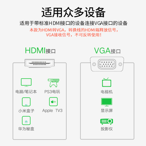 Jinghua HDMI to VGA cable with audio power converter 4k monitor projector computer TV adapter cable