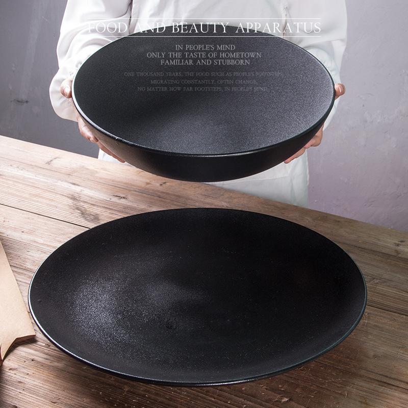 Plato de pescado escalfado Tazón Plato de cerámica esmerilado de gran tamaño