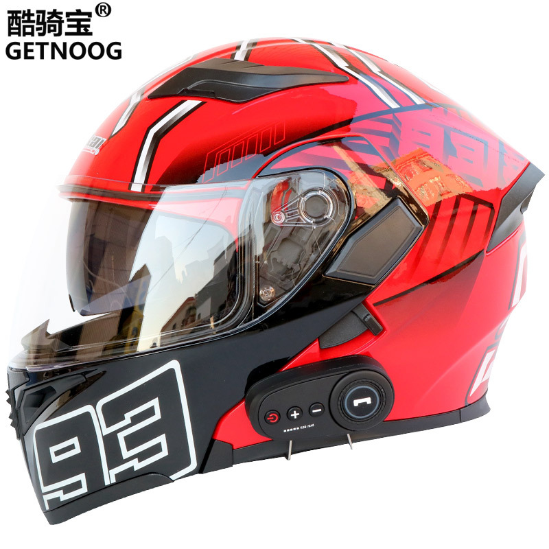 Coolqibao Electric Motorcycle Bluetooth Helmet Dual Lens Face-Up Helmet Motorcycle Helmet with FM