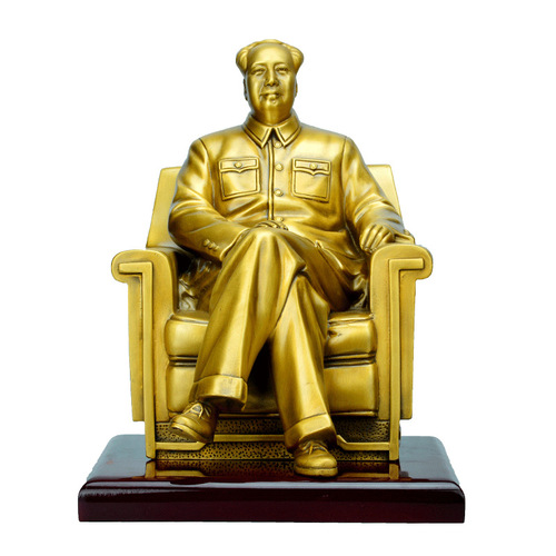 Wholesale brass Chairman Mao statue ornaments Bronze Chairman Mao seated statue brass business home store craft gifts