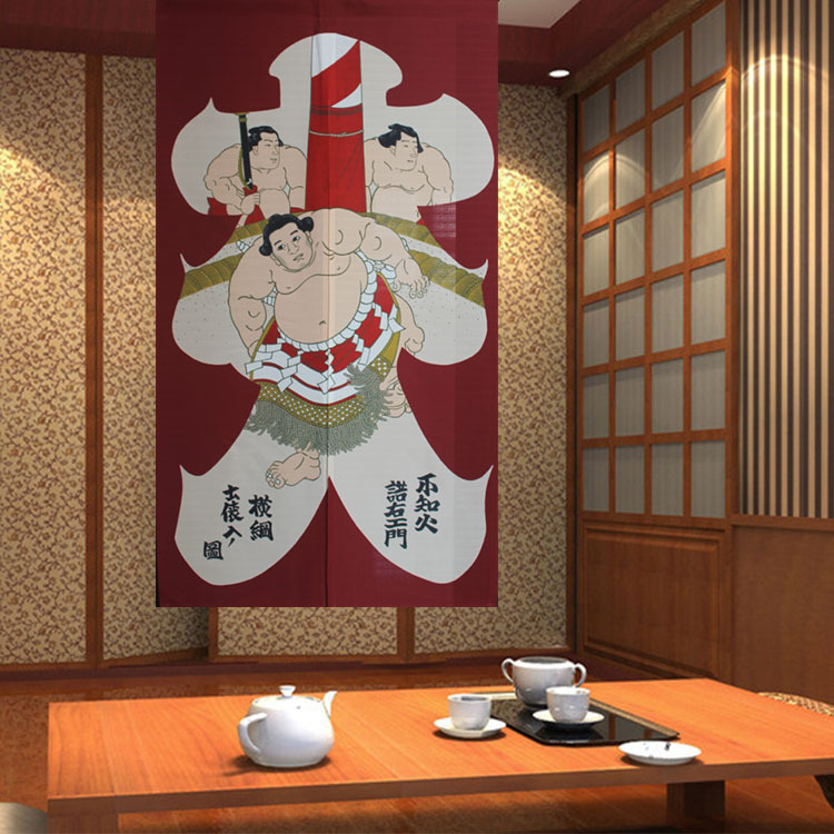 Factory Direct Sales of Japanese-Style Fabric Digital Heat Transfer Curtains for Shop Decoration, Wholesale and Retail