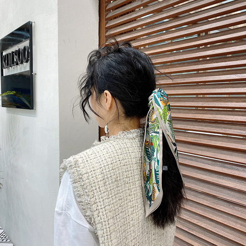 [Silk Smooth] Spring and Autumn Tie Bag Handle Sharp Corner Silk Scarf Scarf Long Small Ribbon Women Decorative Summer Hairband Trendy