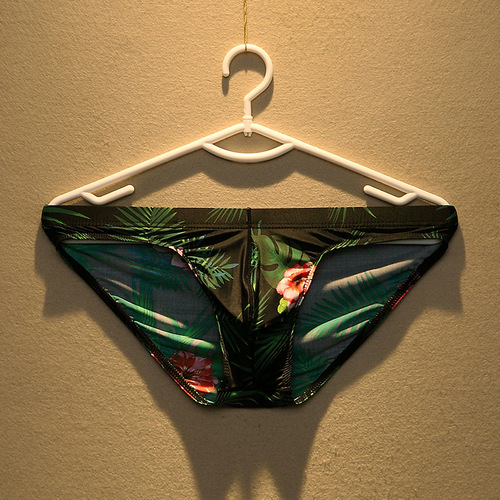 Men's stylish low-rise triangle underwear, ice silk breathable, fashionable, revealing, sexy, personalized, trendy, youth, plus size.