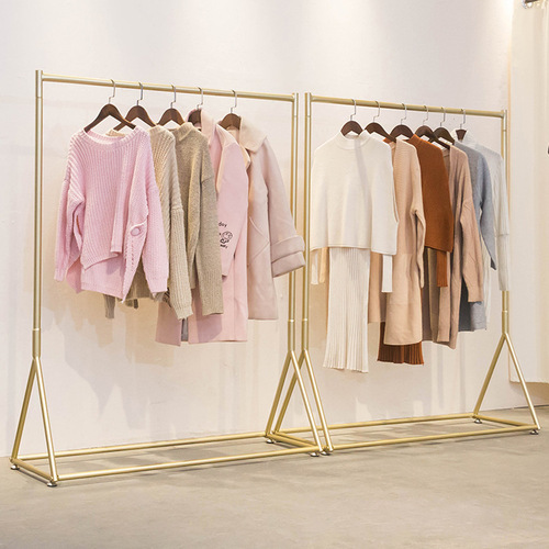 Women's clothing store clothes racks floor-standing display shelves nano gold iron clothing store display racks removable clothes racks