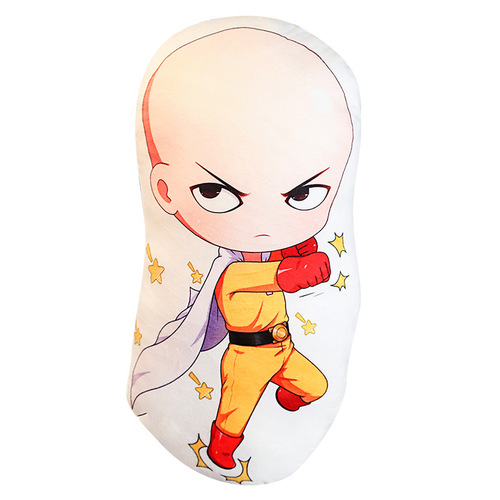 One-Punch Anime Merchandise: Saitama Teacher, Genos, and Dragon Curly-Headed Superhero Q-Version Reclining Plush Pillow — Wholesale Toys