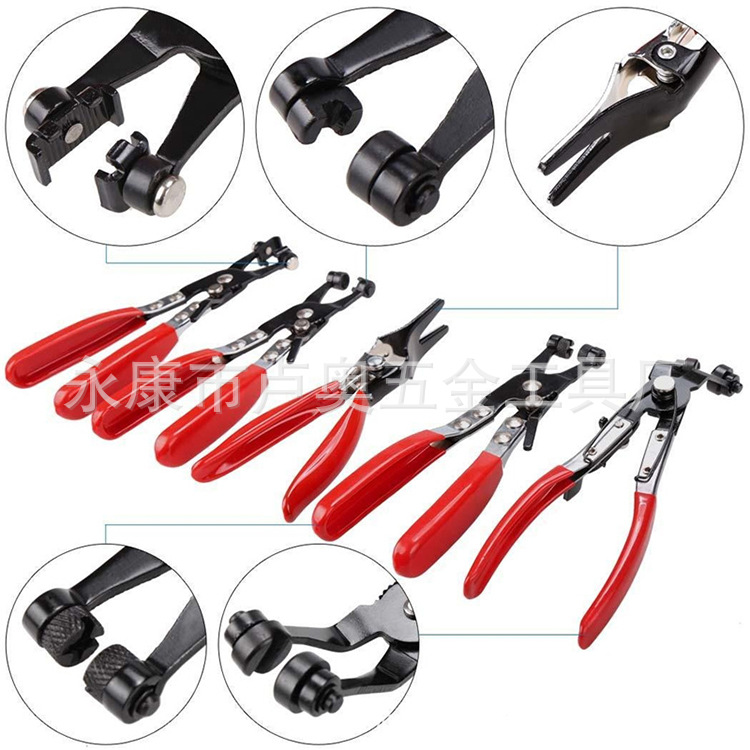 Abrazadera de tubo de 9 piezas traje abrazadera de tubería de agua del coche abrazadera de tubo de garganta recta abrazadera herramienta alicates
