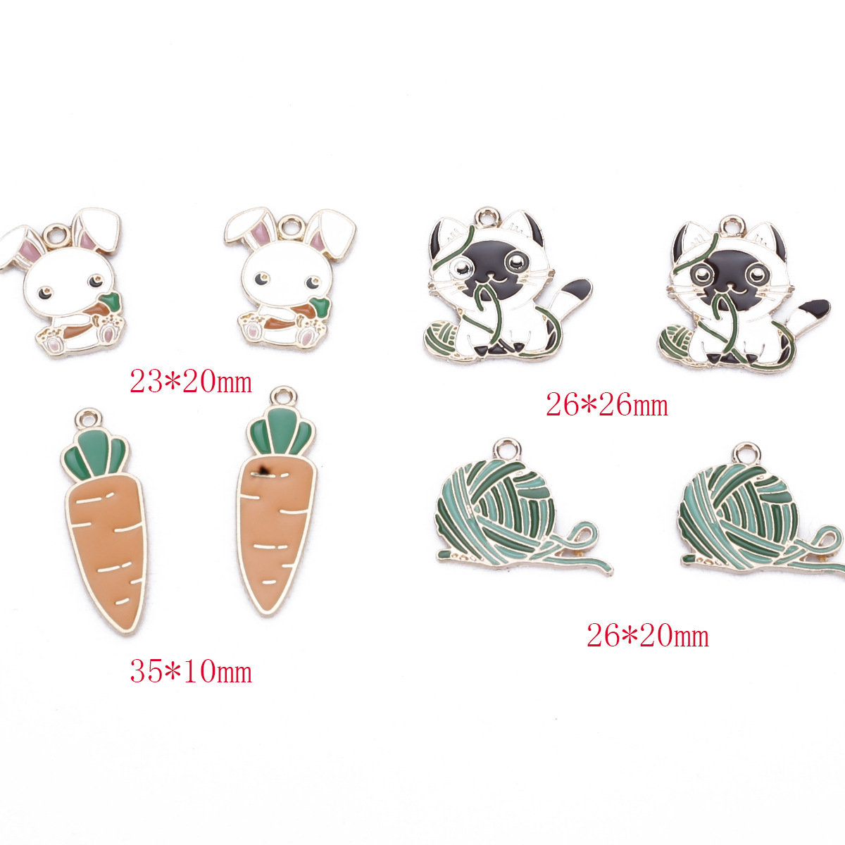 厂家直销 卡通兔子胡萝卜毛线球猫咪 diy饰品合金耳环耳饰吊坠