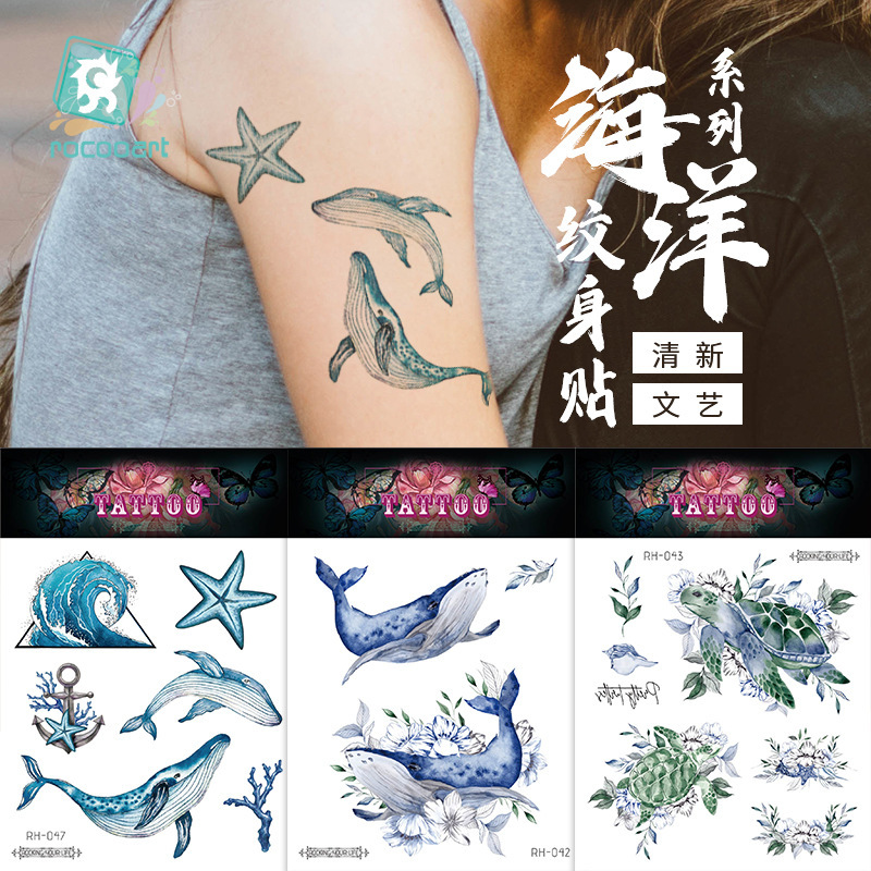 Ricklon New Temporary Tattoo Stickers Fashion Ocean Series Tattoo Stickers Personalized Makeup Arm Stickers