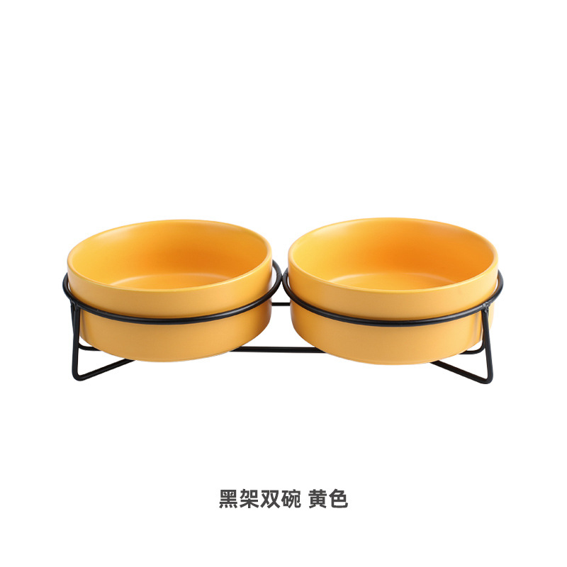 Tazón de gato de cerámica tazón de comida para gatos tazón de perro tazón de bebida tazón de comida protección cervical cerámica negro Pet Bowl tazón de gato