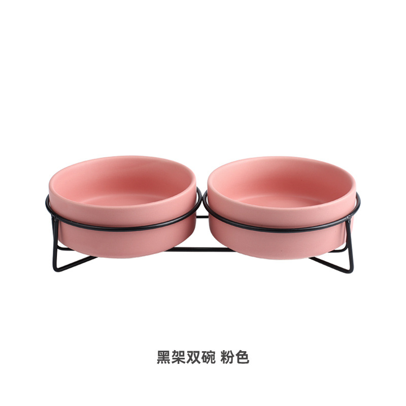 Tazón de gato de cerámica tazón de comida para gatos tazón de perro tazón de bebida tazón de comida protección cervical cerámica negro Pet Bowl tazón de gato