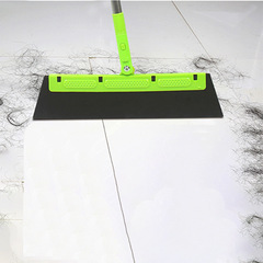 Multi-functional Magic Broom & Scraper: Non-Stick, Hair-Removal Floor Cleaner—Perfect for Sweeping Hair and Wiping Away Water. Green Broom with Magical Broomstick Design.