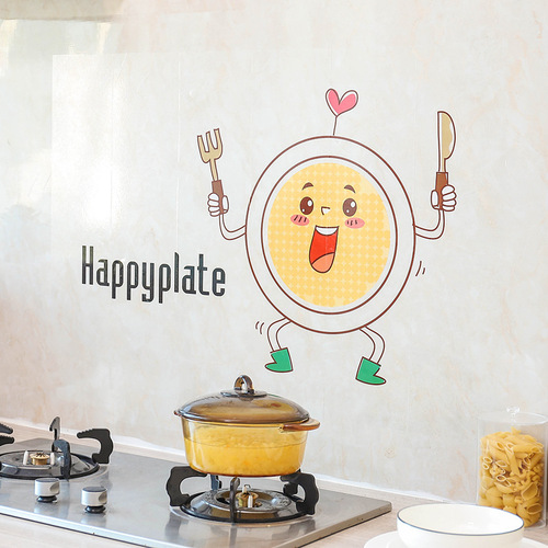 Large kitchen oil-proof stickers high temperature resistant household waterproof range hood self-adhesive stove stickers cartoon wall stickers tile stickers